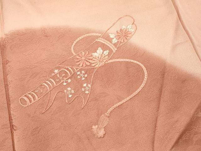 平和屋着物■訪問着　総刺繍　花笛文　暈し染め　正絹　逸品　DABH1982cd