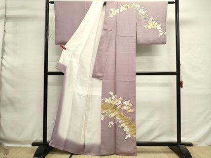 平和屋着物■訪問着　流水掛船花文　金彩　正絹　逸品　DABH1987cd