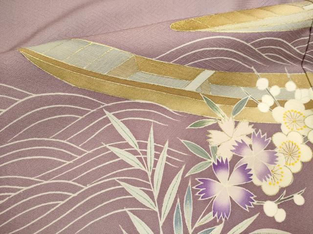 平和屋着物■訪問着　流水掛船花文　金彩　正絹　逸品　DABH1987cd