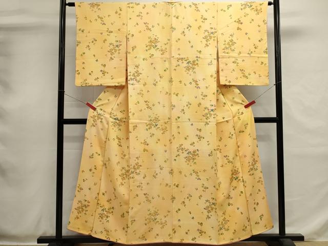 平和屋着物■上質な小紋　手描き　花蝶文　暈し染め　正絹　逸品　DABH1988cd