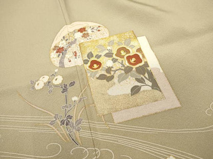 平和屋着物■訪問着　色紙重ね花文　暈し染め　金銀彩　正絹　逸品　DABH1990cd