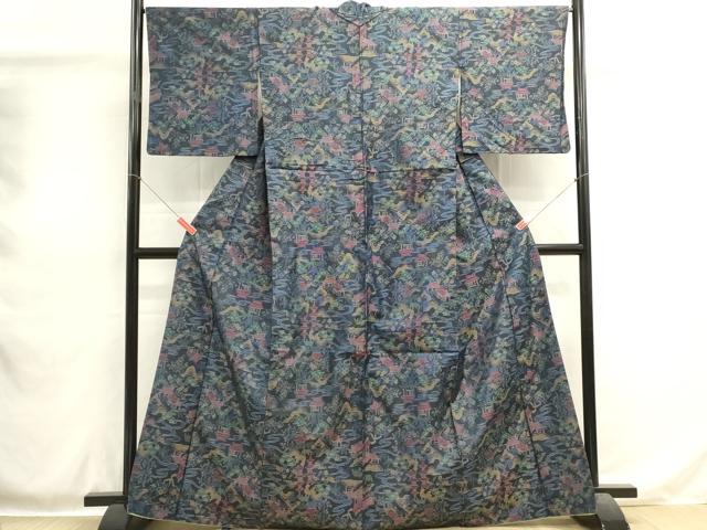 平和屋着物■本場大島紬　風景文　正絹　逸品　DABH1992cd