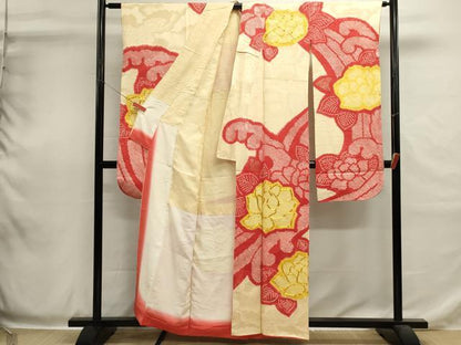平和屋着物■豪華振袖　駒刺繍　絞り　流水草花文　正絹　逸品　DABH1998cd