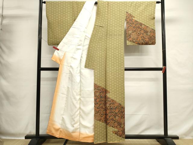 平和屋着物■訪問着　紬地　更紗花文　正絹　逸品　DABH1999cd