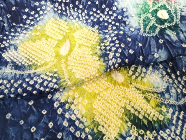 平和屋着物＊夏物　有松鳴海絞り　浴衣　反物　着尺　湯のし前　花蝶文　綿　逸品　未使用　DABH2016zzz