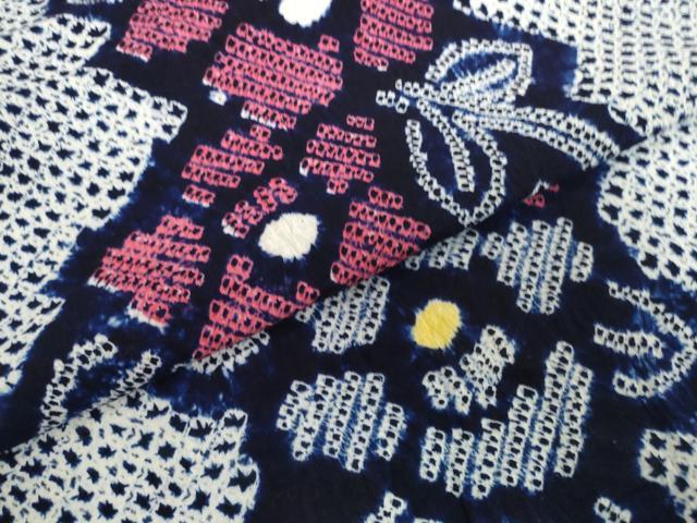 平和屋着物＊夏物　有松鳴海絞り　浴衣　反物　着尺　花繋ぎ　綿　逸品　未使用　DABH2017zzz