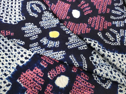 平和屋着物＊夏物　有松鳴海絞り　浴衣　反物　着尺　花繋ぎ　綿　逸品　未使用　DABH2017zzz