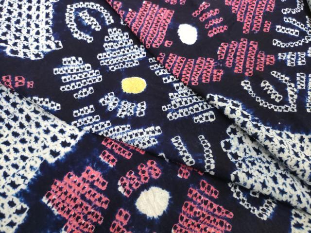 平和屋着物＊夏物　有松鳴海絞り　浴衣　反物　着尺　花繋ぎ　綿　逸品　未使用　DABH2017zzz