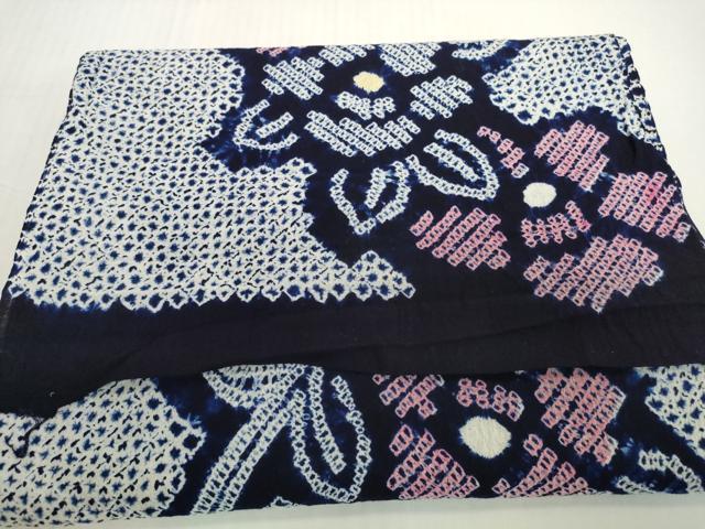 平和屋着物＊夏物　有松鳴海絞り　浴衣　反物　着尺　花繋ぎ　綿　逸品　未使用　DABH2017zzz