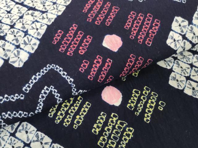 平和屋着物＊夏物　有松鳴海絞り　浴衣　反物　着尺　花繋ぎ　綿　逸品　未使用　DABH2019zzz