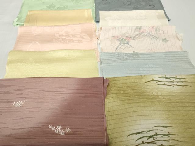 平和屋着物＊夏物 和装小物 帯揚げ10枚セット 絽 縦絽 紗 刺繍　地紙花 露芝 籬花 桔梗地紋　金糸　全て正絹 逸品 DABH2033zzz