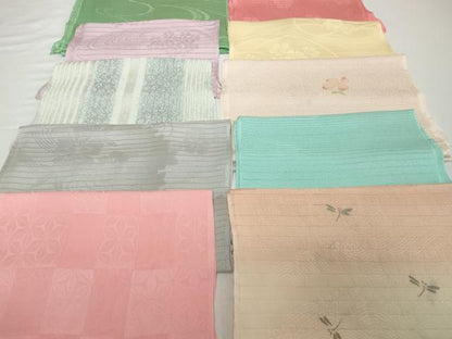 平和屋着物＊夏物 和装小物 帯揚げ10枚セット 絽 縦絽 紗　麻の葉地紋 蜻蛉 舞花文 流水撫子地紋　全て正絹 逸品 DABH2041zzz