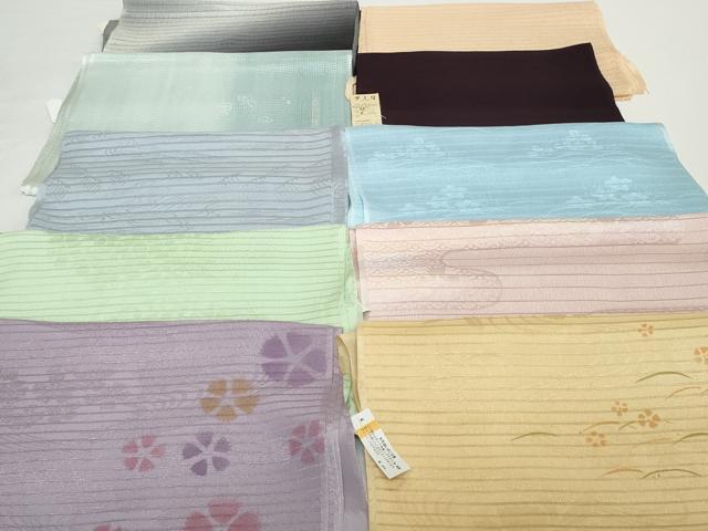 平和屋着物＊夏物　和装小物　帯揚げ10枚セット　絽 絽縮緬 紗　撫子 芝花 霞青海波地紋 立波地紋　全て正絹　逸品　未使用　DABH2052zzz