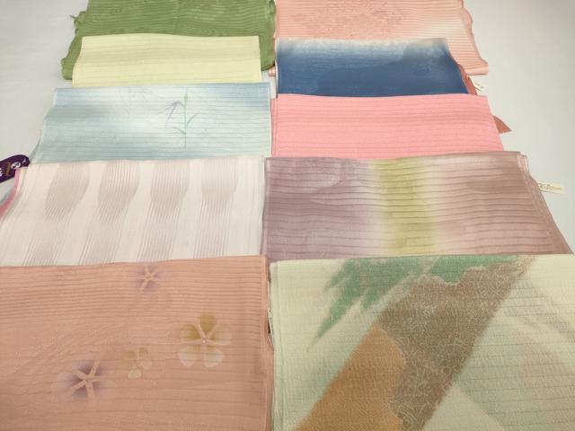 平和屋着物＊夏物　和装小物　帯揚げ10枚セット　絽 縦絽 絽縮緬　流水花 撫子 霞萩桔梗 立涌　全て正絹 逸品 未使用　DABH2057zzz