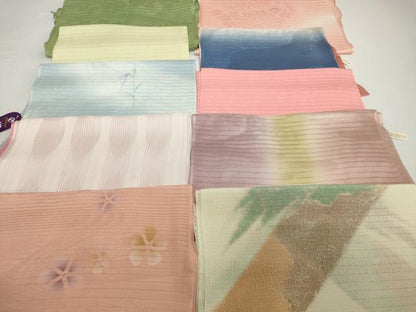 平和屋着物＊夏物 和装小物 帯揚げ10枚セット 絽 縦絽 絽縮緬 流水花 撫子 霞萩桔梗 立涌 全て正絹 逸品 未使用 DABH2057zzz
