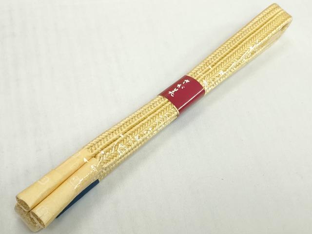 平和屋着物●和装小物　帯締め・帯揚げセット　草木染　黄金色　冠組　さが美扱い　逸品　未使用　DABH2061zzz