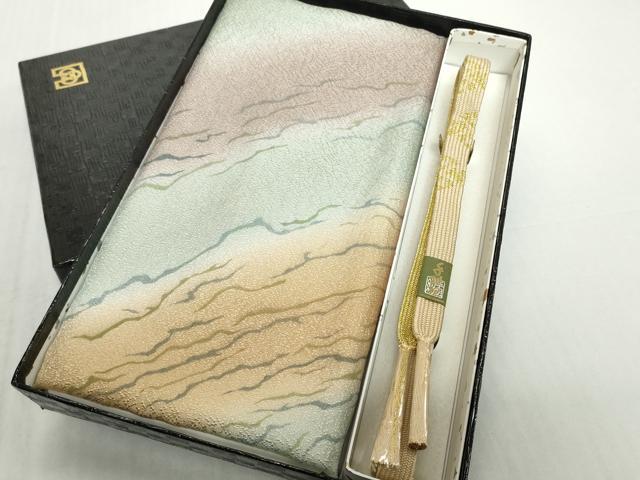 平和屋着物●和装小物　帯締め・帯揚げセット　霞文　高麗組　金糸　逸品　未使用　DABH2063zzz