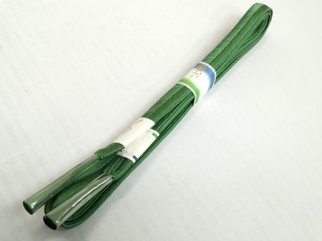 平和屋着物●和装小物　帯締め・帯揚げセット　道長地紋　千歳緑色　手組　逸品　未使用　DABH2070zzz
