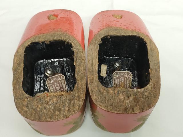 平和屋本店●和装小物　子供　ぽっくり下駄　こっぽり・おこぼ下駄　畳表　金蒔絵　群れ鶴　逸品　DABH2082zzz