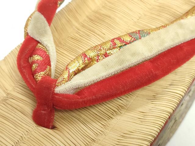 平和屋本店●和装小物 子供 ぽっくり下駄 こっぽり・おこぼ下駄 畳表 金蒔絵 鶴 鈴なし 逸品 DABH2083zzz