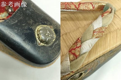 平和屋本店●和装小物　子供　ぽっくり下駄　こっぽり・おこぼ下駄　畳表　金蒔絵　御所車 鶴　逸品　DABH2084zzz