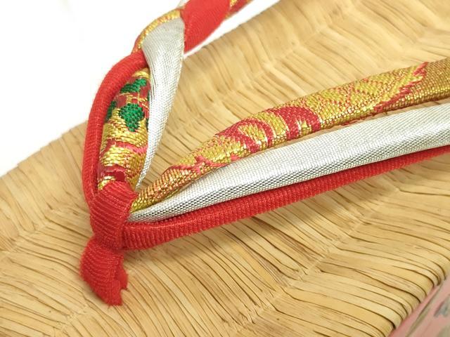 平和屋本店●和装小物 子供 ぽっくり下駄 こっぽり・おこぼ下駄 畳表 金蒔絵 千羽鶴 逸品 DABH2085zzz