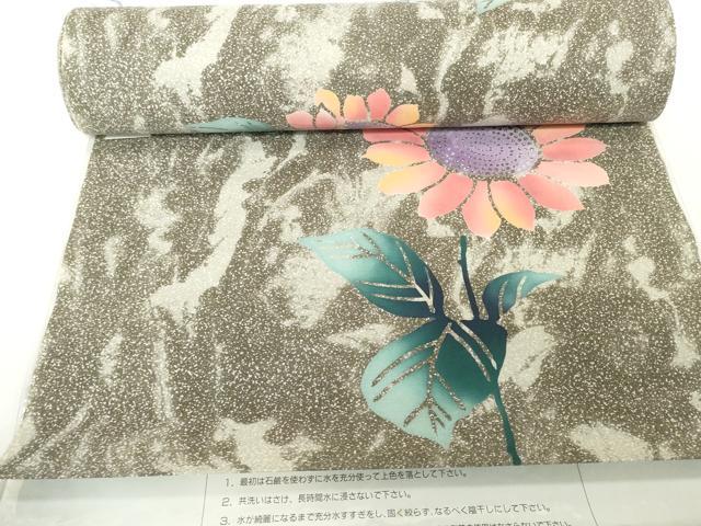 平和屋着物＊夏物　浴衣　反物　着尺　四季の本染　注染　向日葵　ひまわり　綿　未使用　DABH2091zzz