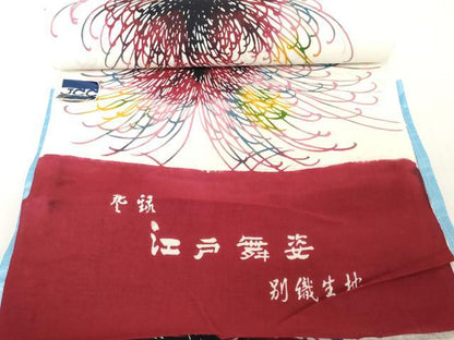 平和屋着物＊夏物　浴衣　反物　着尺　堅牢染　注染　江戸舞姿　乱菊　綿　逸品　未使用　DABH2102zzz