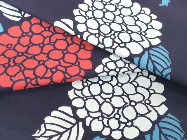 平和屋着物＊夏物　浴衣　反物　着尺　注染　紫陽花　アジサイ　綿　逸品　未使用　DABH2103zzz