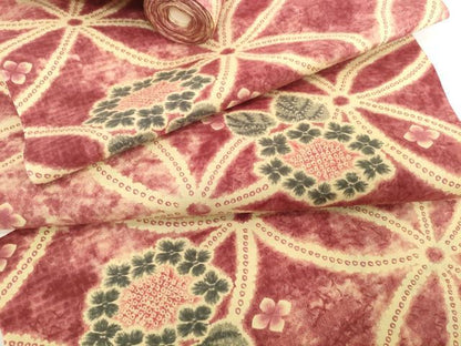 平和屋着物＊夏物　浴衣　反物　着尺　七宝花文　紫陽花　さが美扱い　綿　逸品　未使用　DABH2104zzz