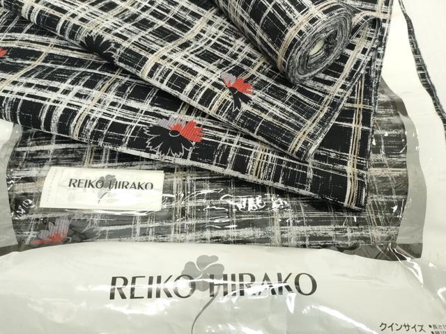平和屋着物＊夏物　浴衣　反物　着尺　REIKO HIRAKO　格子花文　綿　未使用　DABH2115zzz
