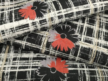 平和屋着物＊夏物　浴衣　反物　着尺　REIKO HIRAKO　格子花文　綿　未使用　DABH2115zzz