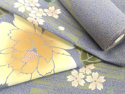 平和屋着物＊夏物　浴衣　反物　着尺　三井ゆり　枝花文　綿　未使用　DABH2117zzz