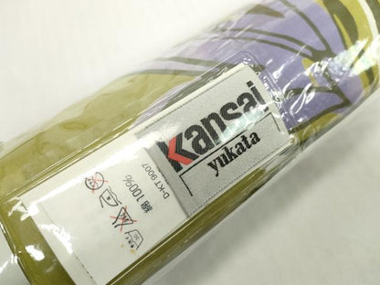 平和屋着物＊夏物 世界的ファッションデザイナー　山本寛斎　kansaiブランド 浴衣 反物 着尺 草花文 綿 逸品 未使用 DABH2122zzz