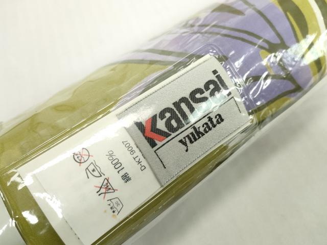 平和屋着物＊夏物 世界的ファッションデザイナー　山本寛斎　kansaiブランド 浴衣 反物 着尺 草花文 綿 逸品 未使用 DABH2122zzz