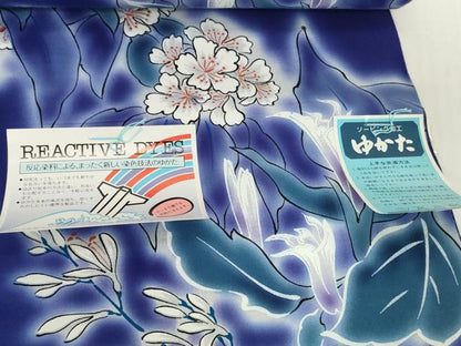 平和屋着物＊夏物 世界的ファッションデザイナー　山本寛斎　kansaiブランド 浴衣 反物 着尺 草花文 綿 逸品 未使用 DABH2124zzz