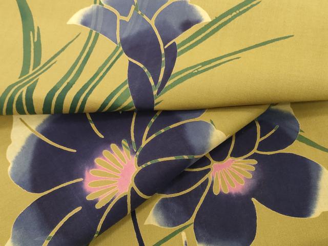 平和屋着物＊夏物 世界的ファッションデザイナー　山本寛斎　kansaiブランド 浴衣 反物 着尺 草花文 綿 逸品 未使用 DABH2125zzz