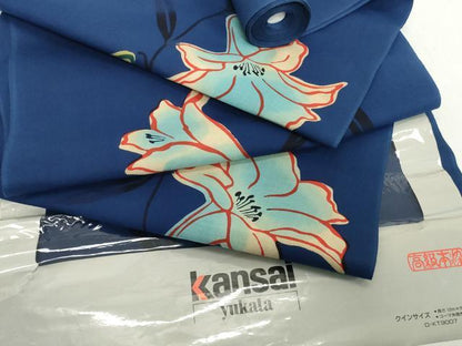 平和屋着物＊夏物 世界的ファッションデザイナー　山本寛斎　kansaiブランド 浴衣 反物 着尺 注染 百合 綿 逸品 未使用 DABH2128zzz