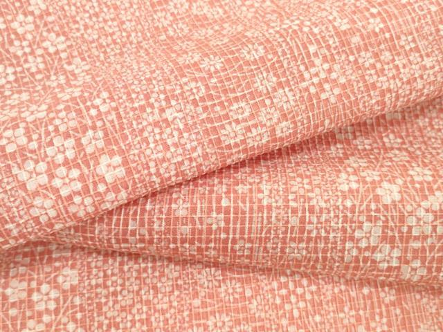 平和屋着物＊夏物　小紋　反物　着尺　絹紅梅　花間道　綿絹　逸品　未使用　DABH2132zzz