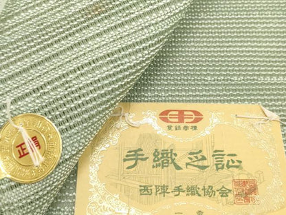 平和屋着物＊夏物　西陣　一秀織物　名古屋帯　帯反物　桔梗　金銀糸　証紙付き　逸品　未使用　DABH2153zzz