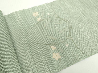 平和屋着物＊夏物　西陣　一秀織物　名古屋帯　帯反物　桔梗　金銀糸　証紙付き　逸品　未使用　DABH2153zzz