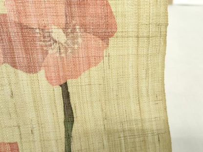 平和屋着物＊夏物　名古屋帯　帯反物　ろうけつ染め　草花文　ポピー　麻　逸品　未使用　DABH2154zzz