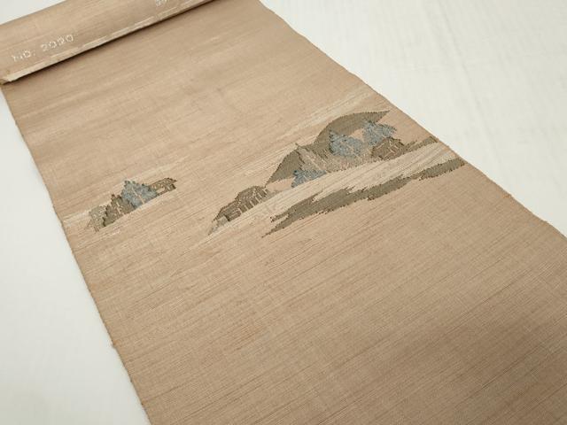 平和屋着物▼西陣　みやけ　名古屋帯　帯反物　風景文　証紙付き　DABH2159zzz