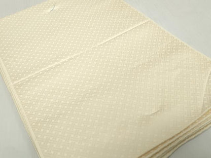 平和屋着物▼白生地　反物　着尺　駒どんす　籠目地紋　練色　逸品　未使用　DABH2177zzz