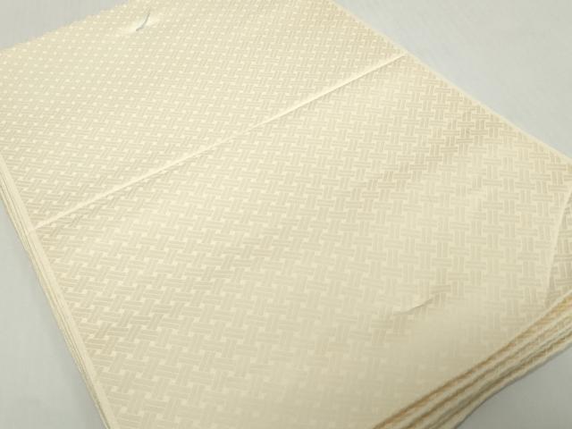 平和屋着物▼白生地　反物　着尺　駒どんす　籠目地紋　練色　逸品　未使用　DABH2177zzz