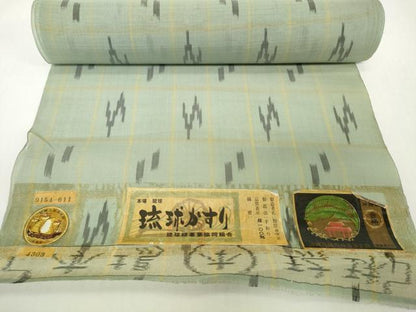 平和屋着物＊夏物　本場琉球絣　夏琉球　反物　着尺　野原マカド　証紙付き　逸品　未使用　DABH2210zzz