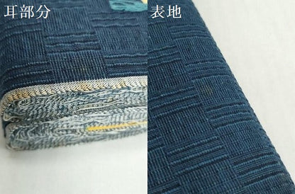 平和屋着物＊夏物　阿波しじら織　浴衣　反物　着尺　正藍　西武百貨店扱い　証紙付き　綿　逸品　未使用　DABH2218zzz