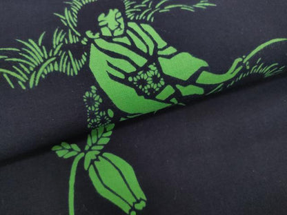 平和屋着物＊夏物　浴衣　反物　着尺　東京本染　注染　きり絵ゆかた　ほたる草　紺地　綿　未使用　DABH2223zzz