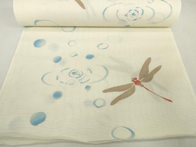 平和屋着物＊夏物　浴衣　反物　着尺　綿絽　水面に蜻蛉　綿　逸品　未使用　DABH2256zzz