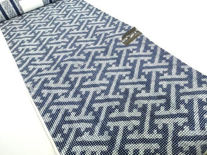 平和屋着物＊夏物　男性　浴衣　反物　着尺　田中実コレクション　両面染　紗綾形×間道　綿　逸品　未使用　DABH2259zzz